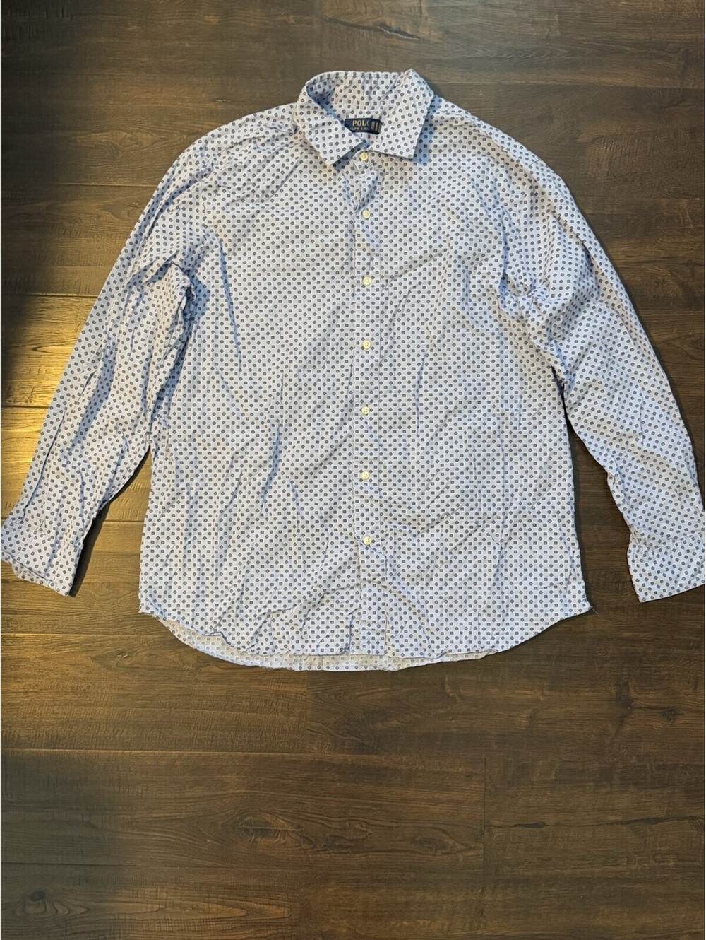 Polo Ralph Lauren Men’s XXL Blue Geometric Button Shirt Cotton Long Sleeve